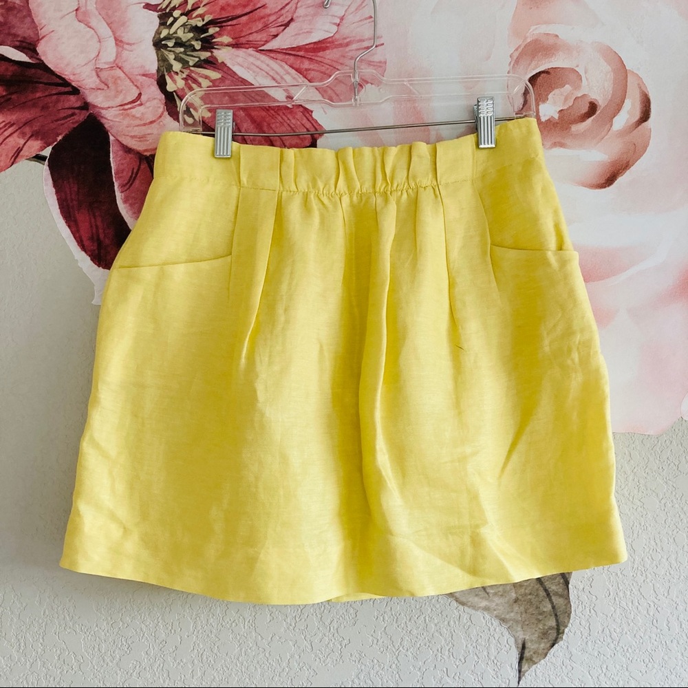 J.Crew Factory Linen Silk Mini Skirt Yellow Size 4